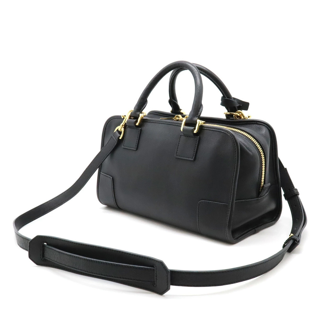 Loewe Boston Black Leather Shoulder Anagram Amazona Handbag Bag Black
